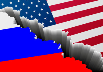 Flag USA Russia Crack