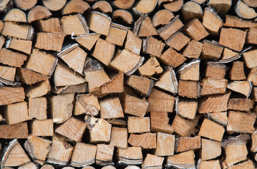 close up on Firewood texture or background, wood ready for winter