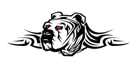 Tribal Decorative Artistic Powerful Strength Bulldog Tattoo Urban Ghetto Emblem