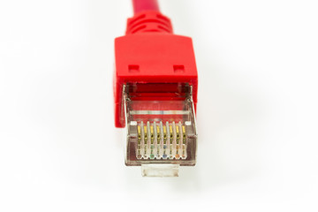 red patch cable with RJ45 connector