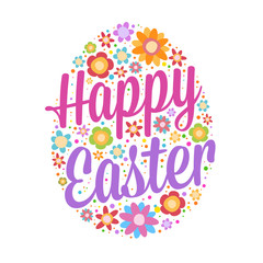Happy Easter Greetings With Flowers Background