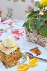 Apple pie with ice cream.