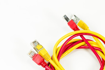 red and yellow patch cables with RJ45 connector