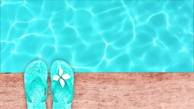 Seamless loop - Sandals by a swimming pool, summer concept, HD video