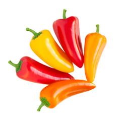 multicolored sweet peppers isolated on white background