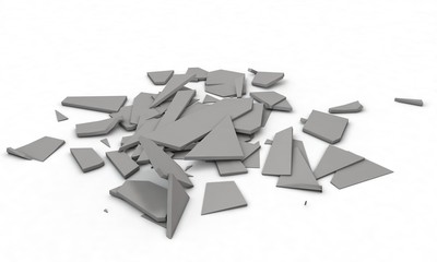Fracture objects,isolated on the white 3d render