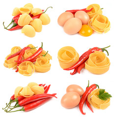 Eggs, chili and pasta