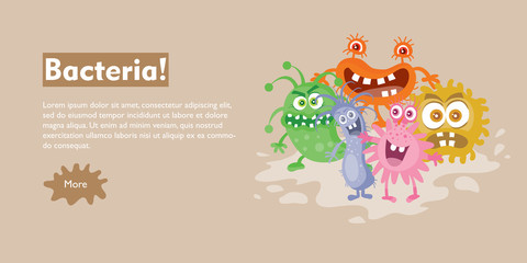 Bacteria Flat Cartoon Vector Web Banner