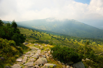Szlak na Szrenicę w górach Karkonoszach w Polsce