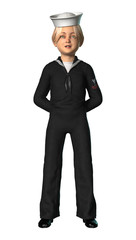 3D Rendering Sailor Boy on White