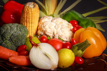 Colorful vegetables on a black background