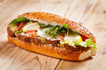 Vegetarian sandwich with falafel and vegetables