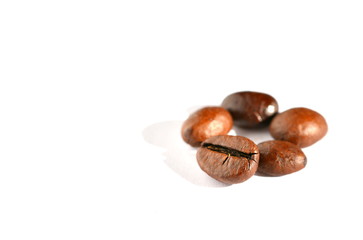 Coffee beans on white background.