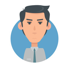 Man Face Emotive Vector Icon in Flat Style  