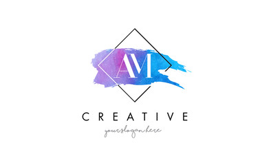 AM Artistic Watercolor Letter Brush Logo.