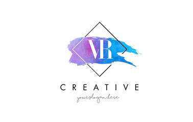 VR Artistic Watercolor Letter Brush Logo.