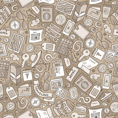 Cartoon Traveling seamless pattern with lots of objects
