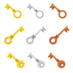 Colorful set of vector keys. icons Bright and stylish elements for your design.