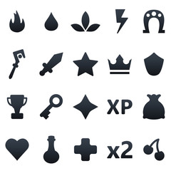 Colorful vector gaming icons set. Assets set for game design and web application.