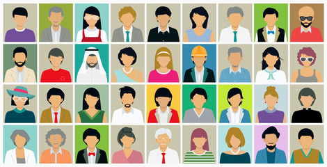 Different faces of people who have both male and female.
