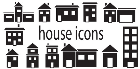 Set of houses icons vector isolated in white background.