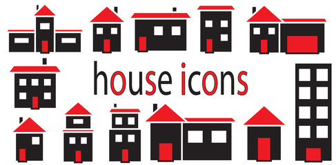 Naklejka na ściany i meble Set of houses icons vector isolated in white background.