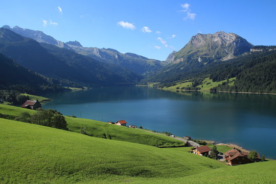 Summer day at lake Wagital, Swiss Alps