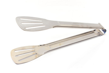 Serving kitchen tongs isolated on  white background