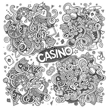 Sketchy vector doodles cartoon set of Casino designs © balabolka
