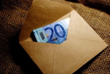 an envelope with money