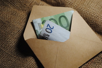 an envelope with money