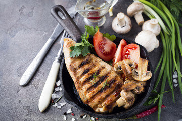 Roast chicken fillet and vegetables