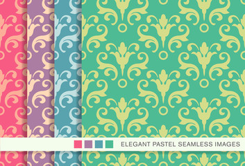 Seamless pastel background set spiral curve flower