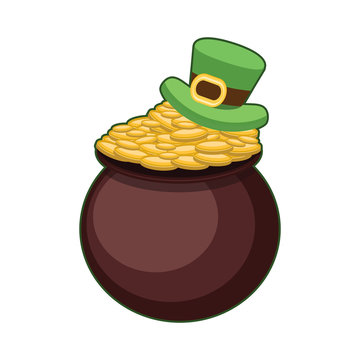 Pot of gold with leprechaun hat on top