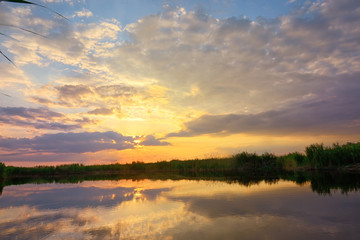 Obraz na płótnie Canvas Sunset over danube delta