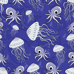 Seamless repeating pattern on the marine theme.Vector