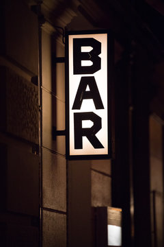 Bar vertical signage outside a building