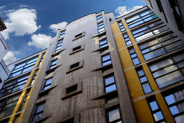 Windows on a residential building in a sunny afternoon