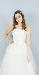 bride on white background. dress