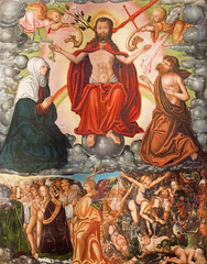 BERLIN, GERMANY, FEBRUARY - 16, 2017: The painting of Last Judgment in church Marienkirche by unknown artist of 16. cent.