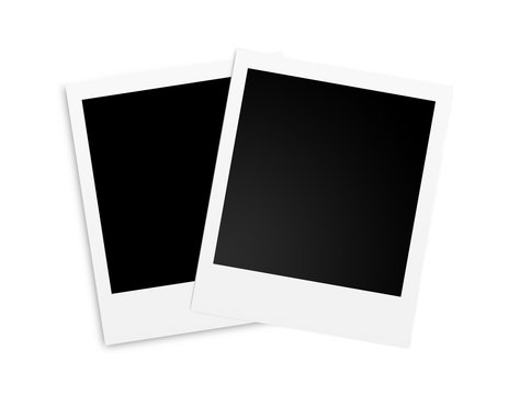 Two photo papers polaroid card isolated on white