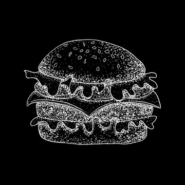 Fast Food Burger over Black