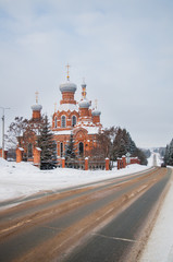 Orthodox catherdal in Russia in winter