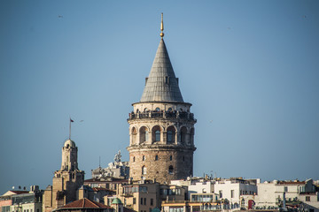 Close-up galata Tower in istanbul