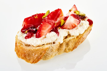 Unusual sweet canape with fresh strawberry