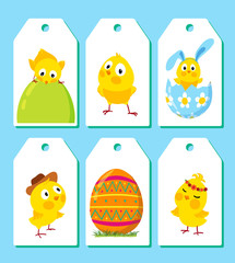 Set of funny Easter chickens