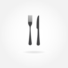 Fork and knife icon. Vector illustration in flat style.