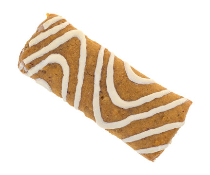 Top view of a strawberry filled fruit bar isolated on a white background.
