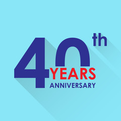 40 years anniversary icon. Invitation and congratulation design template. Flat vector illustration of 40th anniversary emblem.