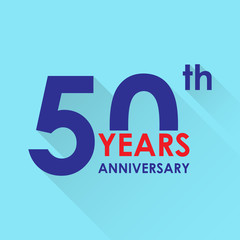 50 years anniversary icon. Invitation and congratulation design template. Flat vector illustration of 50th anniversary emblem.